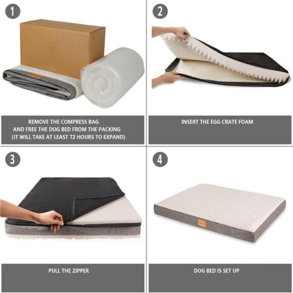 Orthopedic Pet Bed for Medium Dogs 36"X24" Black Dog Bed Removable Washable Cove - Picture 3 of 7